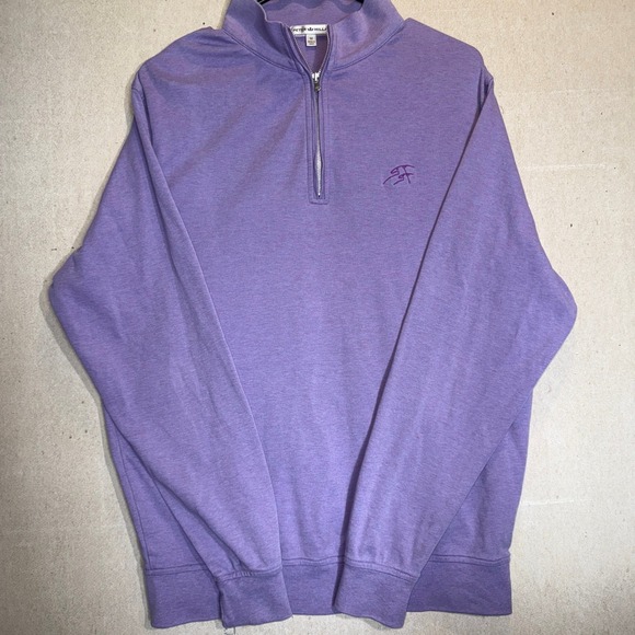 Peter Millar Pullover Mens Medium Heather Purple Golf 1/4 Zip Long Sleeve - Picture 1 of 9